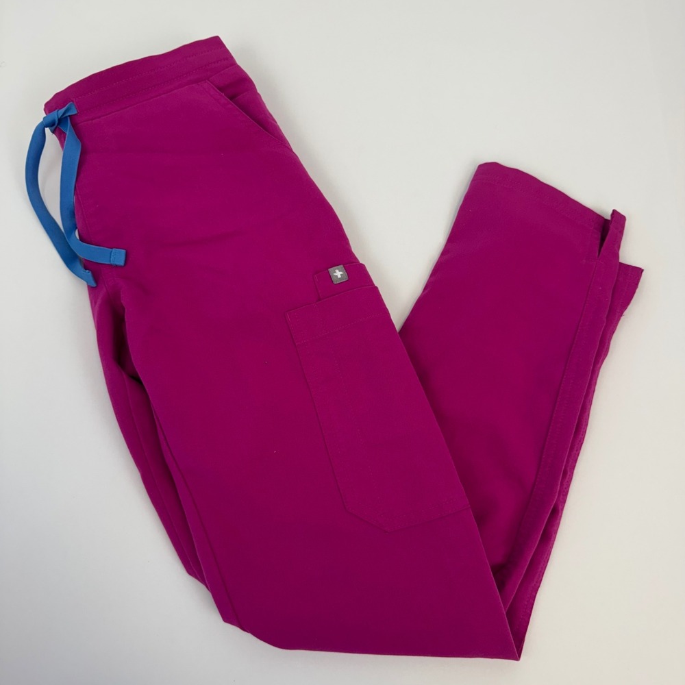 FIGS Technical Collection Magenta Pink Scrub Pants XXS Petite Blue Drawstring